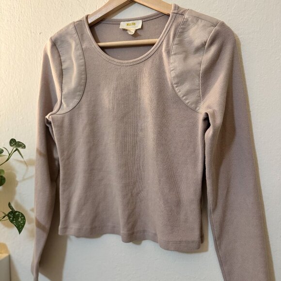 ✨ Maeve by Anthropologie Taupe Long Sleeve Top ✨ - Picture 2 of 5